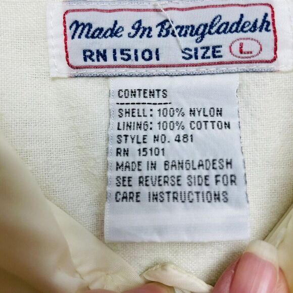 Vintage Ford Federation Windbreaker Jacket Mens L White Nylon Lined Snap Front - Picture 4 of 10